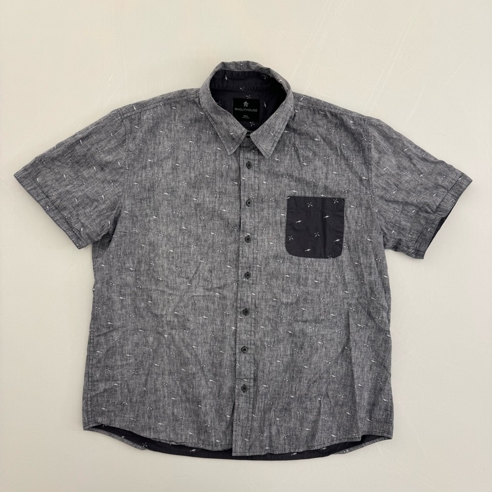 Grey Shark Print Shouthouse SS XXL Men’s Button Shirt Short Sleeve 2XL
